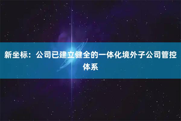 新坐标：公司已建立健全的一体化境外子公司管控体系